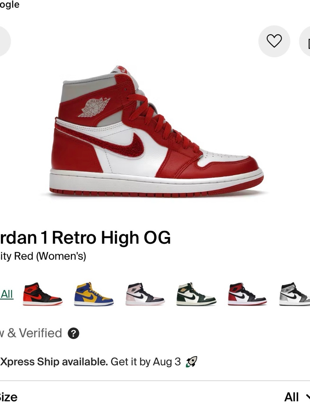 Nike Kids Air Jordan 1 Retro High OG White and University Red